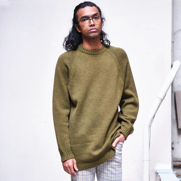 1950s/60s Roos/Atkins Army Green Shetland Wool Sweater - Picture 1 of 4